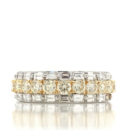 "LADRG01350" Two Tone Round Diamond and Emerald Shaped Diamond Eternity Band