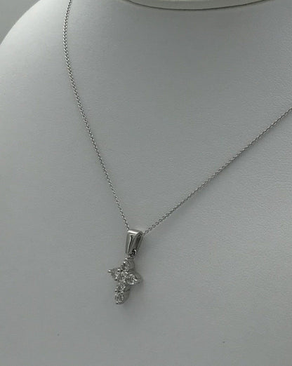 "PEND01319" Petite Diamond and White Gold Cross Pendant