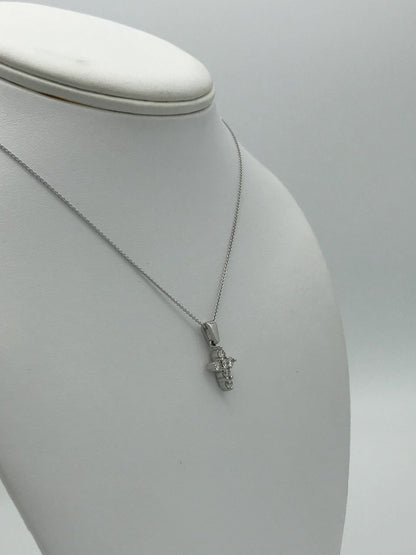 "PEND01319" Petite Diamond and White Gold Cross Pendant