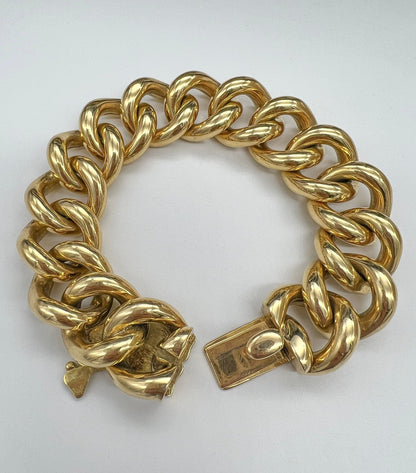 Solid 18K Yellow Gold Italian Made Cuban Link Bracelet 6.5"