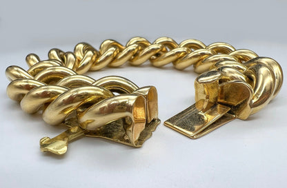Solid 18K Yellow Gold Italian Made Cuban Link Bracelet 6.5"
