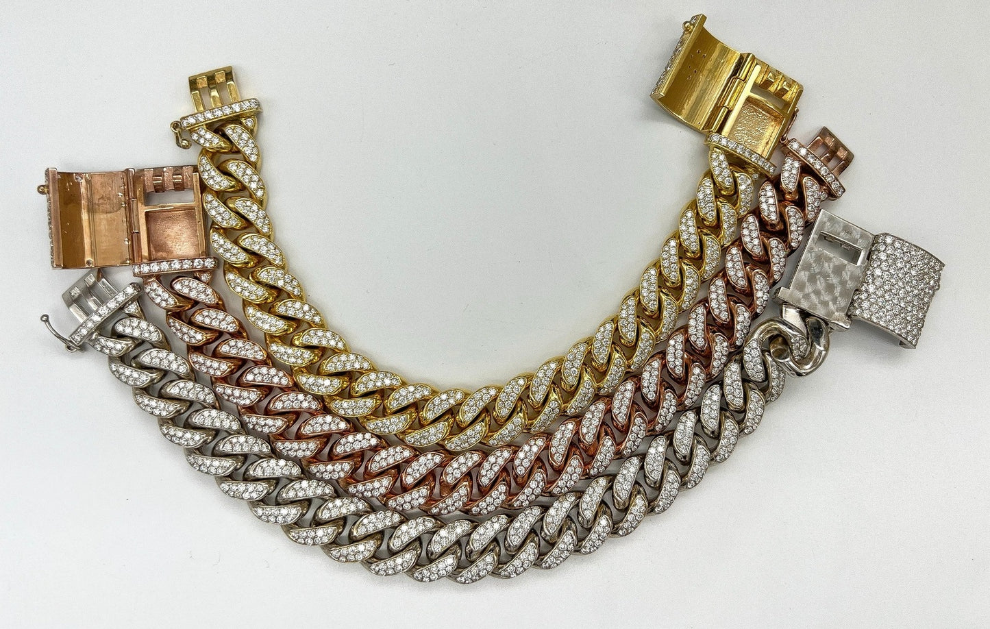 11.5 Carat Unisex 14K Rose Gold Iced Out Cuban Link Diamond Bracelet, 113g 8"