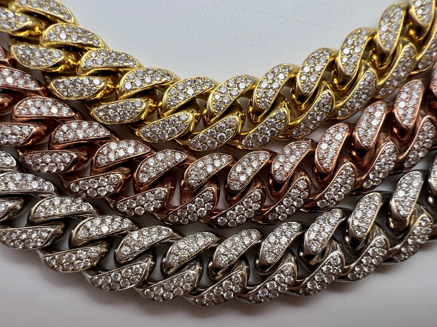 11.5 Carat Unisex 14K Rose Gold Iced Out Cuban Link Diamond Bracelet, 113g 8"
