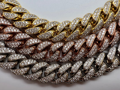 11.5 Carat Unisex 14K Rose Gold Iced Out Cuban Link Diamond Bracelet, 113g 8"