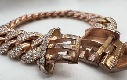 11.5 Carat Unisex 14K Rose Gold Iced Out Cuban Link Diamond Bracelet, 113g 8"