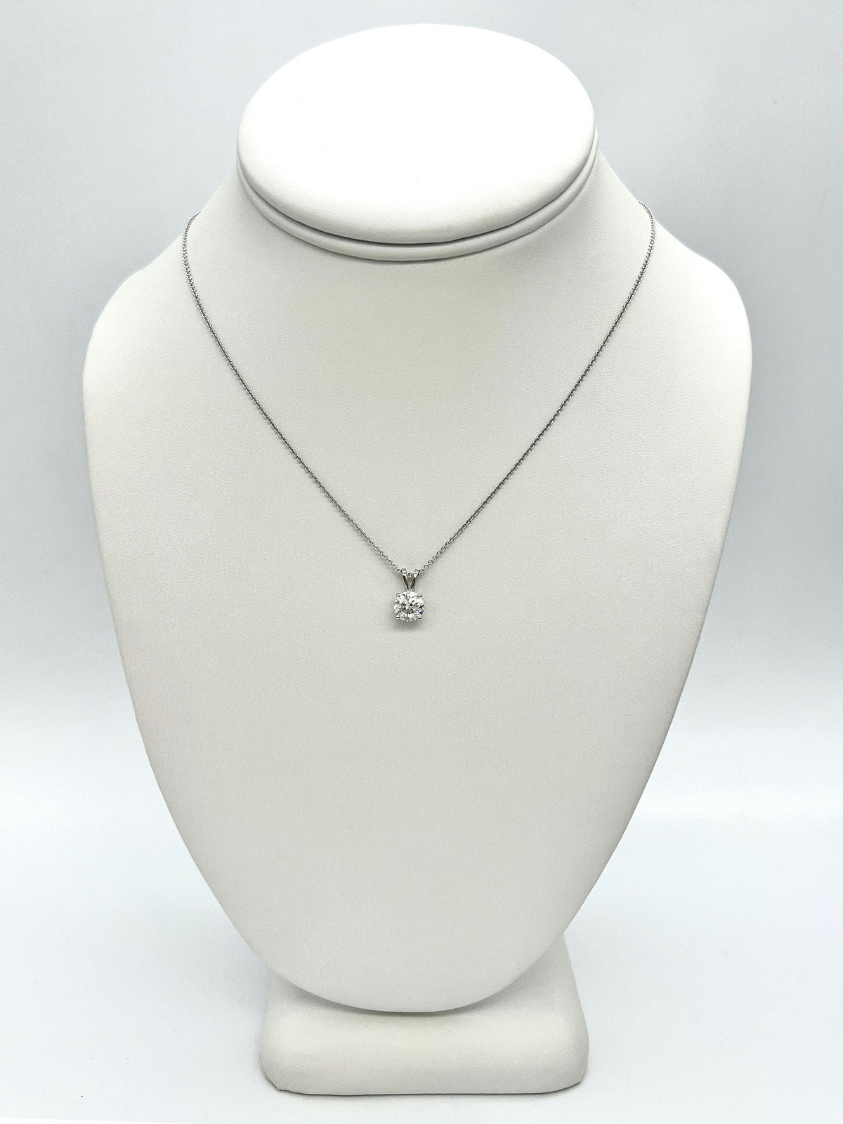 1.19 Carat F Color, SI2-I1 Clarity Diamond Pendant in 18K White Gold - On 16" Chain