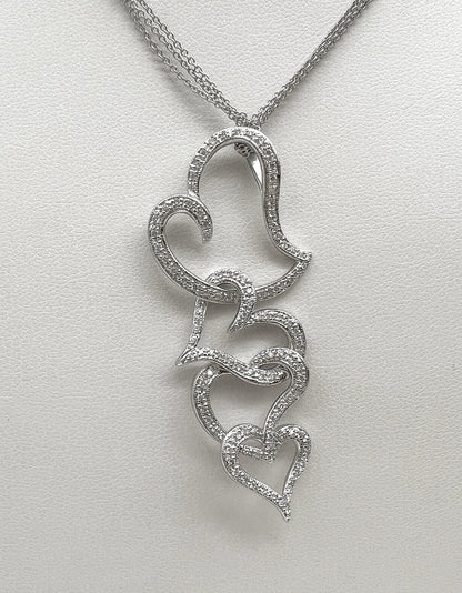 0.55 Carat Round Pave-Set Heart Trail Pendant Necklace