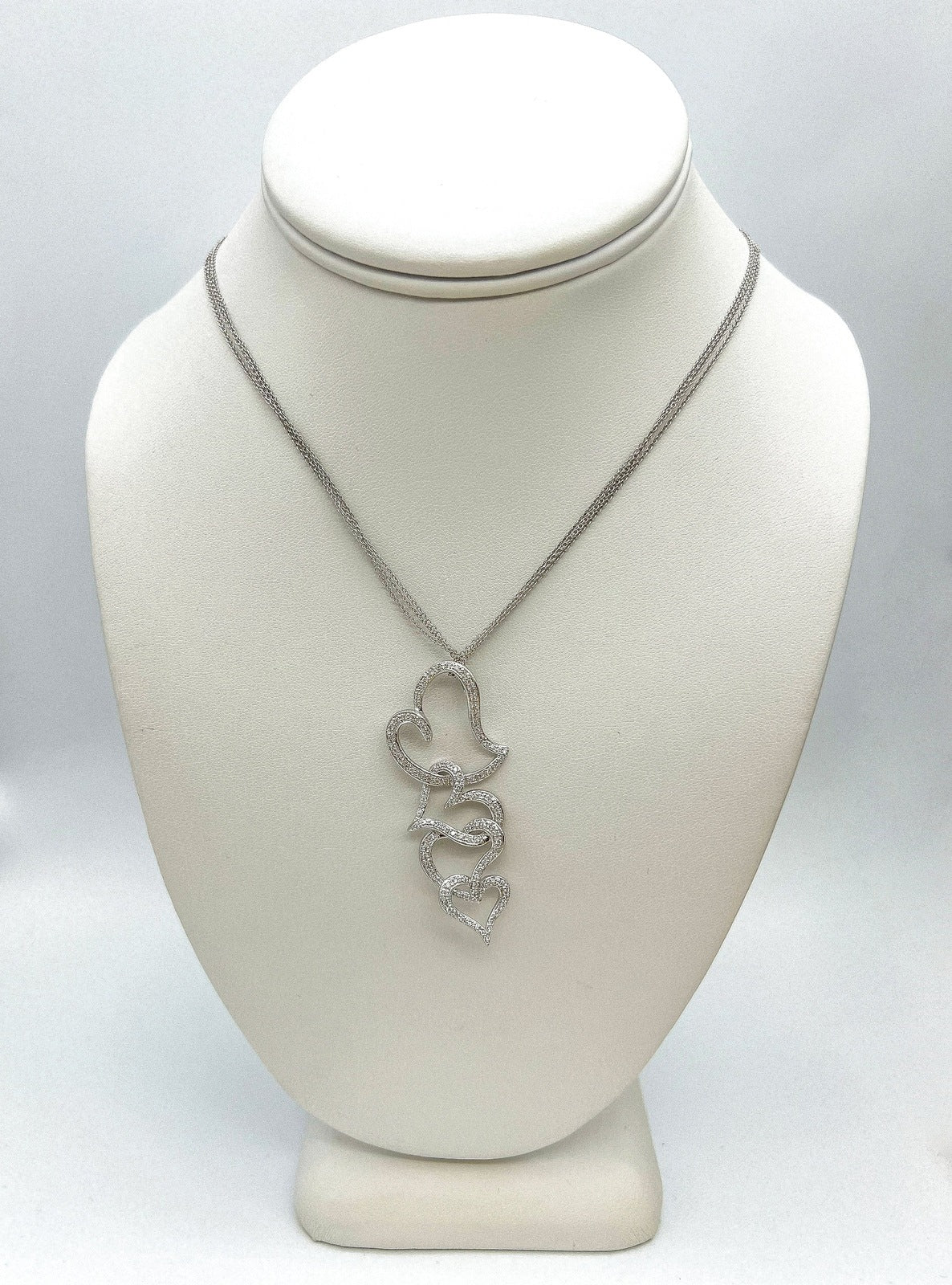 0.55 Carat Round Pave-Set Heart Trail Pendant Necklace