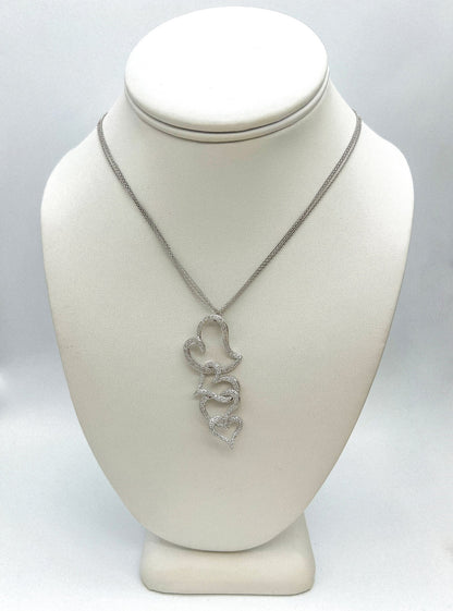 0.55 Carat Round Pave-Set Heart Trail Pendant Necklace