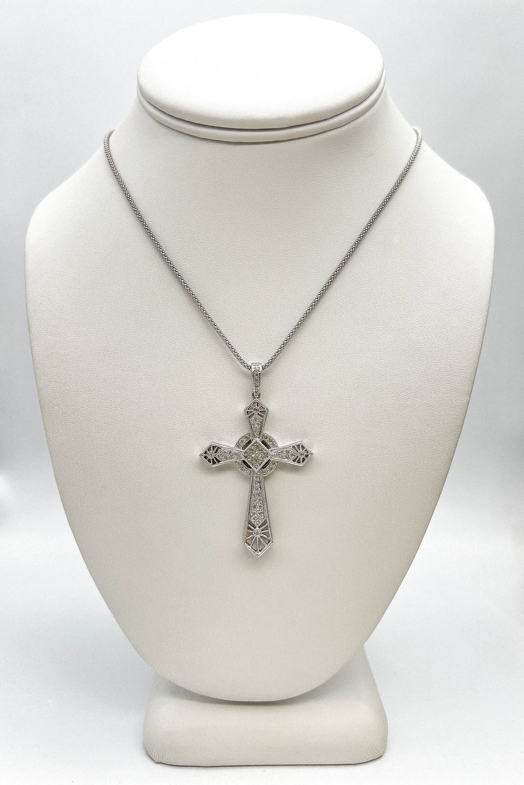 1.0 Carat Mixed Cut Holy Cross Diamond Pendant Necklace