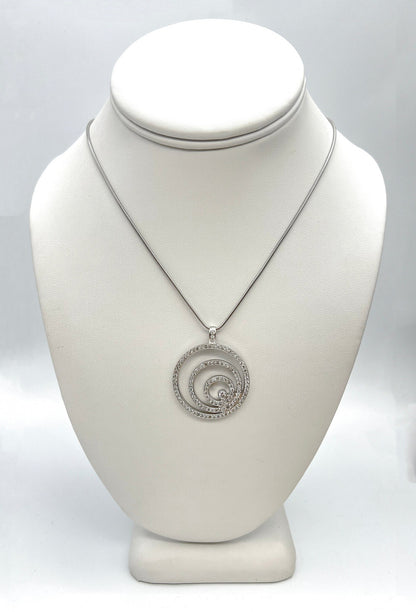 2.35 Carat Round Triple Circle Diamond Pendant Necklace