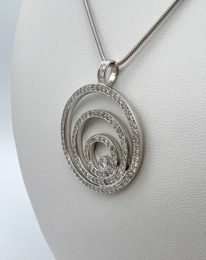 2.35 Carat Round Triple Circle Diamond Pendant Necklace