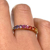 0.85 Carat Rainbow Color Sapphire Ladies Ring in 14K White Gold