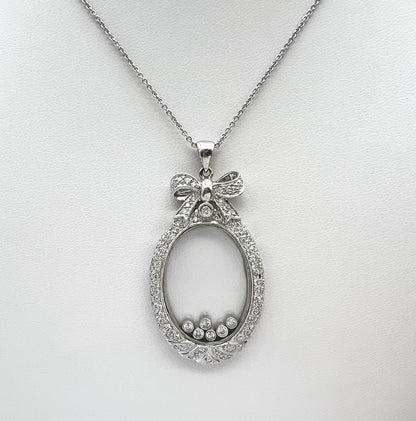 1.10 Carat Floating Diamond Oval Pendant in 14K White Gold