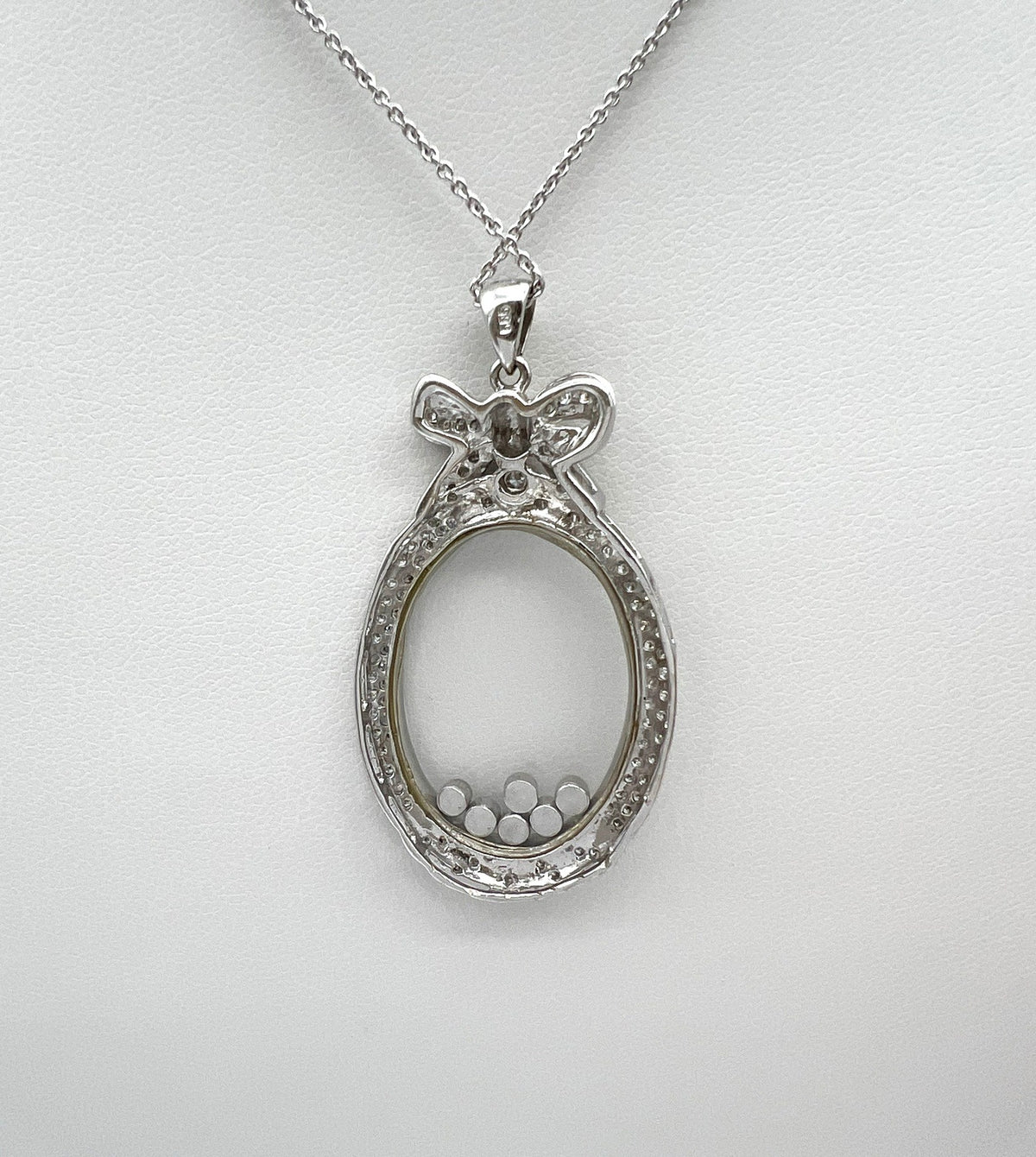 1.10 Carat Floating Diamond Oval Pendant in 14K White Gold