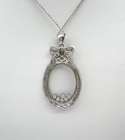 1.10 Carat Floating Diamond Oval Pendant in 14K White Gold