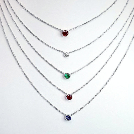 "PEND01693" Single Ruby Necklace 18K Yellow Gold