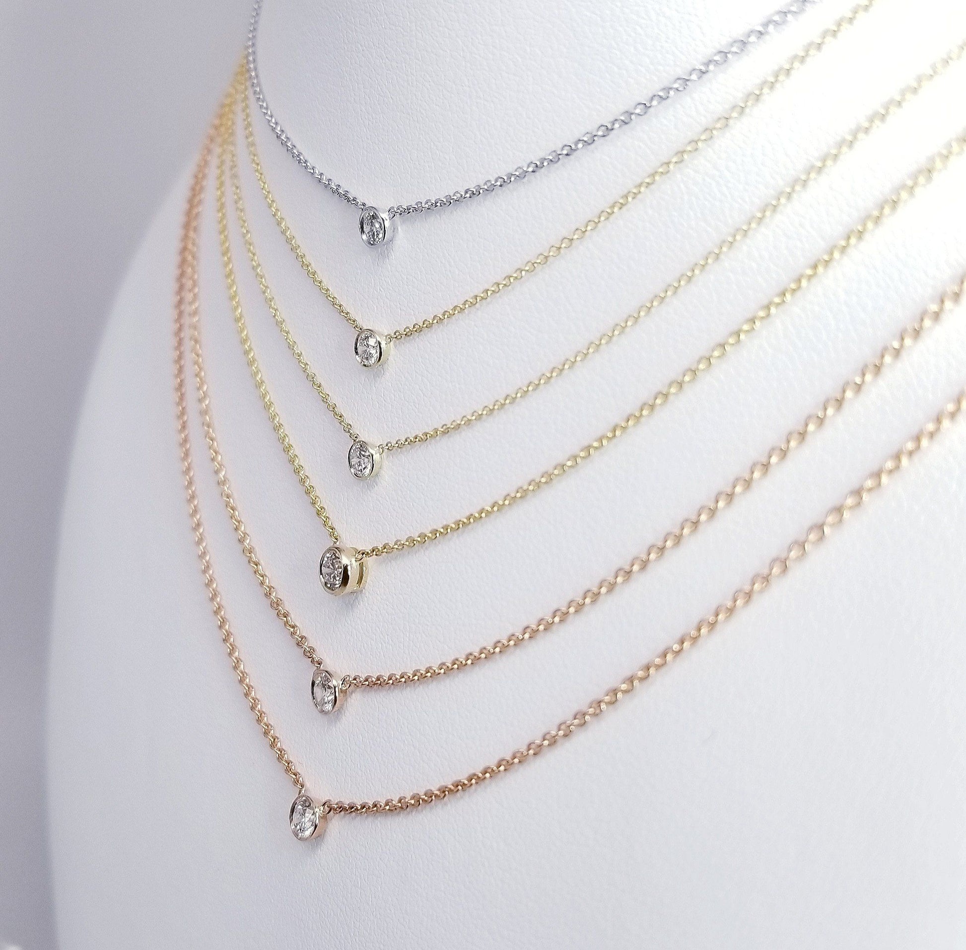 "PEND01686" Single Diamond Necklace 18K White Gold