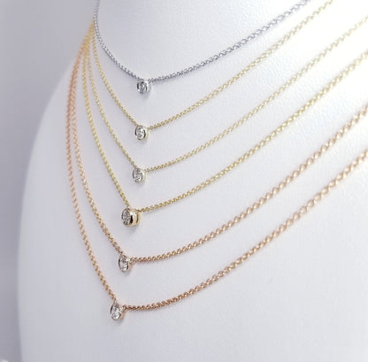 "PEND01686" Single Diamond Necklace 18K White Gold