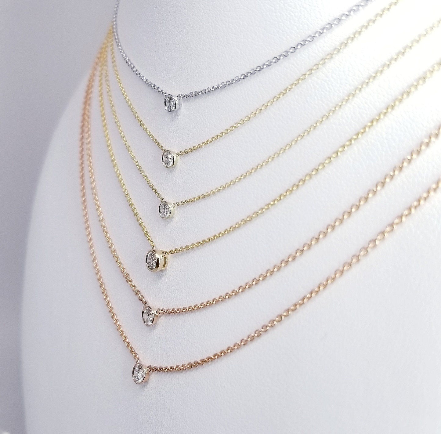 "PEND01688" Single Diamond Necklace in 18K Rose Gold