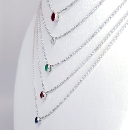 "PEND01693" Single Ruby Necklace 18K Yellow Gold