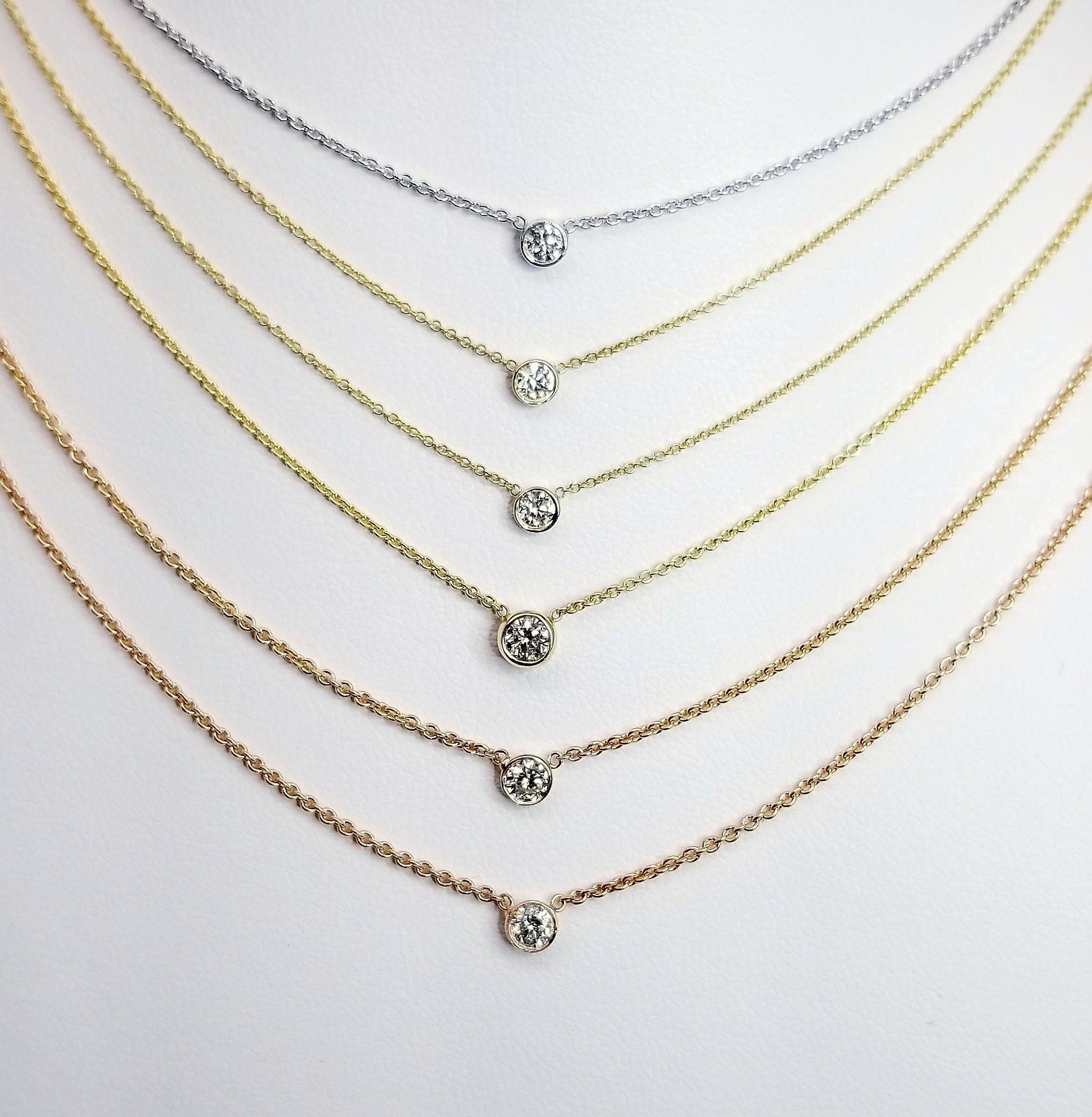 "PEND01688" Single Diamond Necklace in 18K Rose Gold