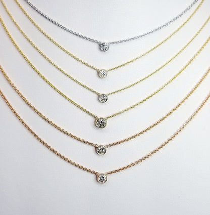 "PEND01688" Single Diamond Necklace in 18K Rose Gold