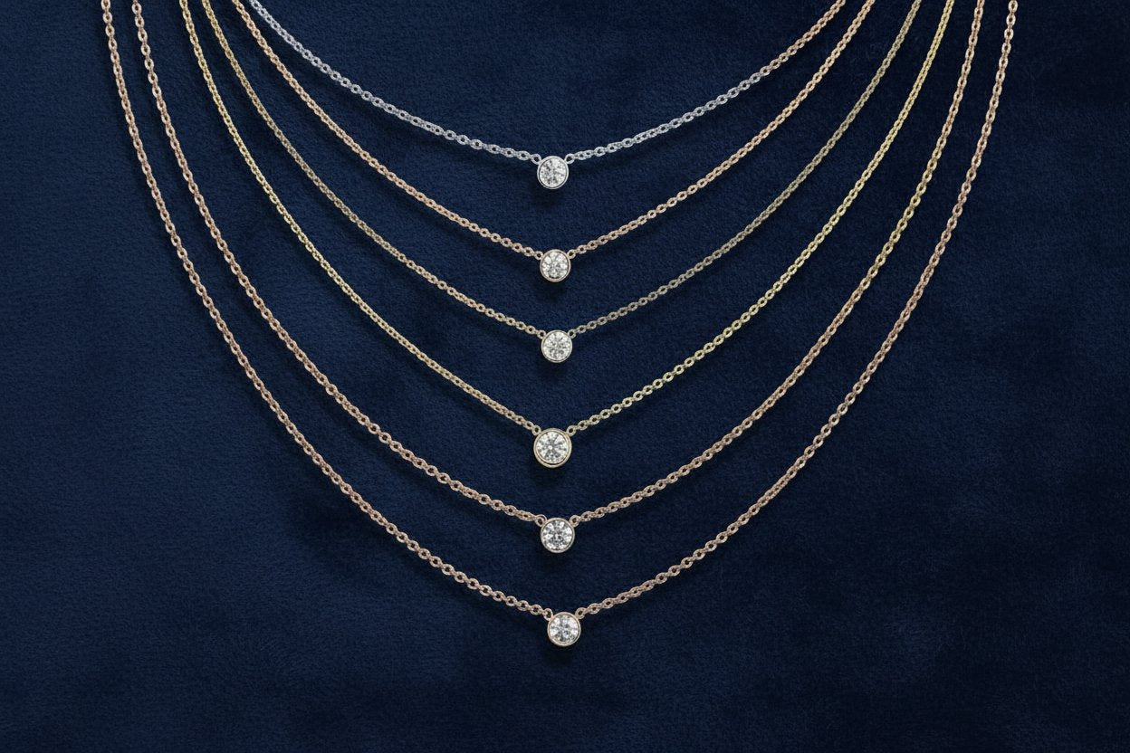 "NECK01119" Single Diamond Necklace 18K Yellow Gold