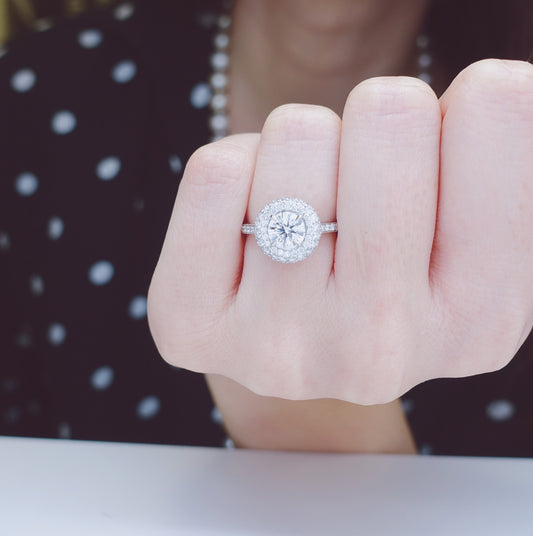 "ENGR01868" Bubble Pave Halo Engagement Ring