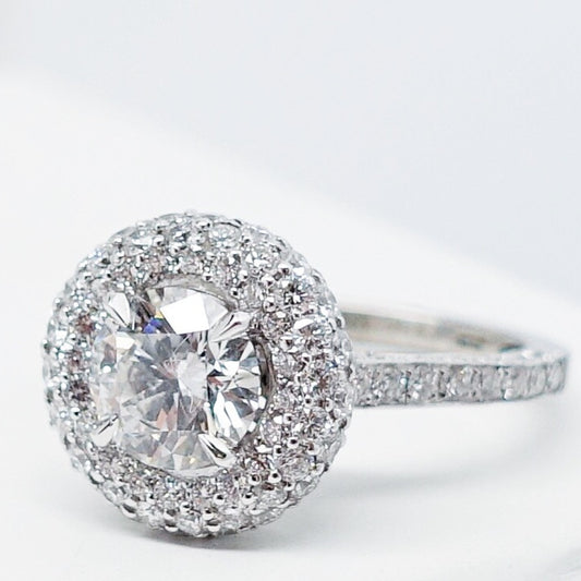 "ENGR01868" Bubble Pave Halo Engagement Ring