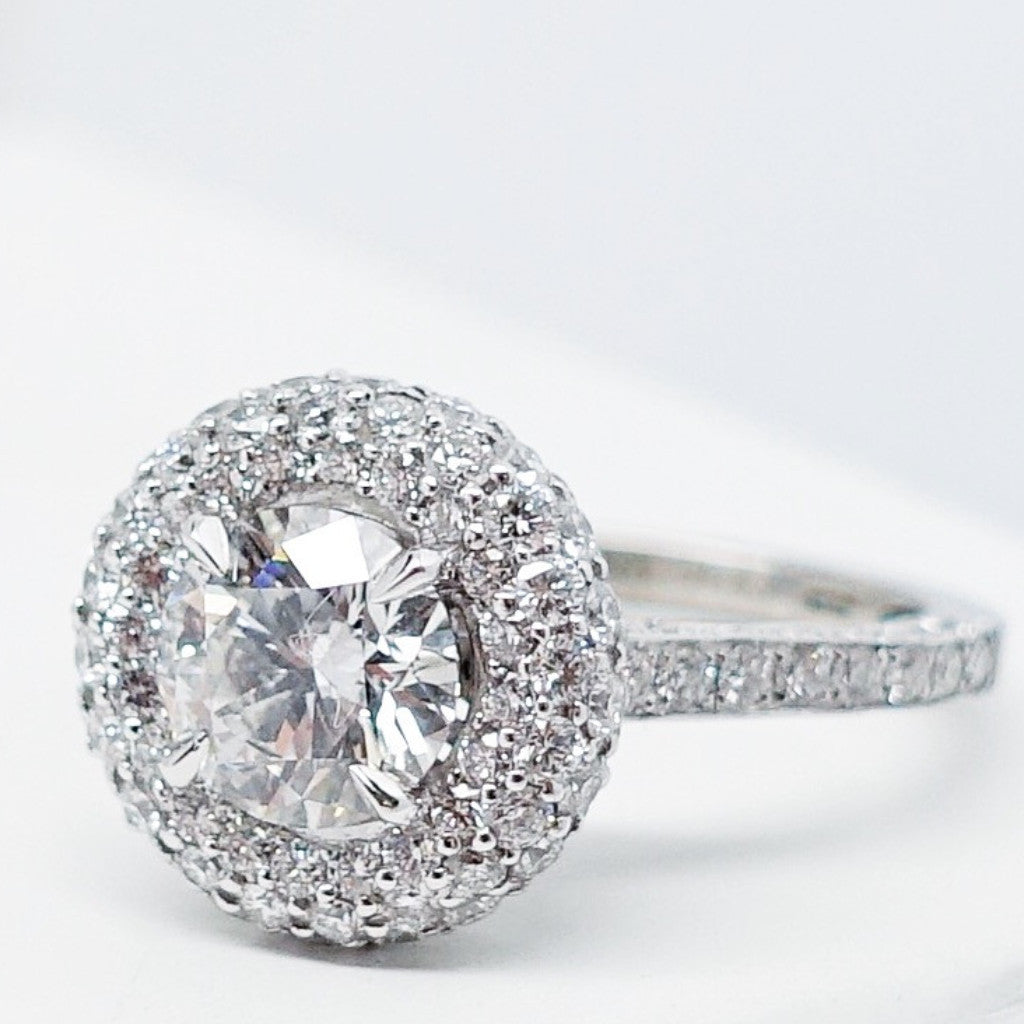 "ENGR01868" Bubble Pave Halo Engagement Ring