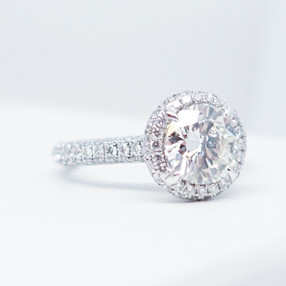 "ENGR02537" Triple Pave Halo Diamond Engagement Ring