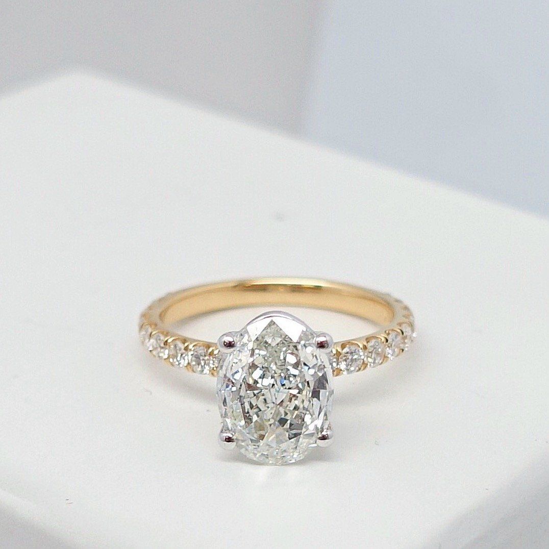 2.70 Total Carat Oval Pave-Set Engagement Ring H SI1