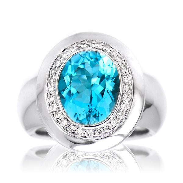 "LADRG01121" Blue Topaz Cocktail RingIn 14k White Gold