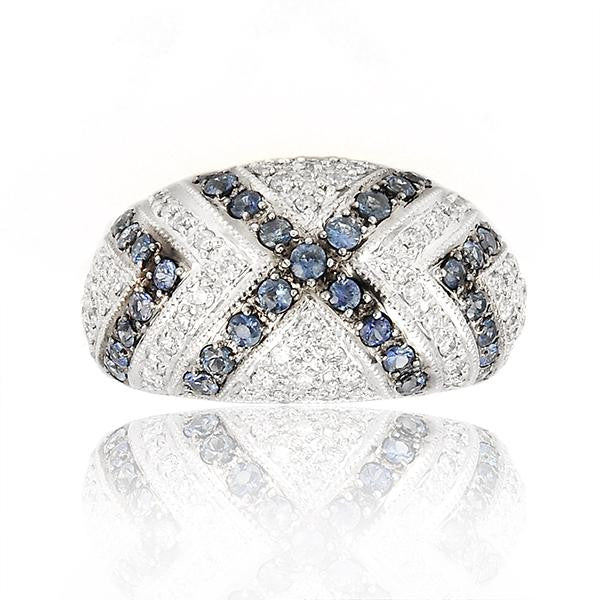 "LADRG01126" Sapphire And Diamond Fashion RingIn 14k White Gold