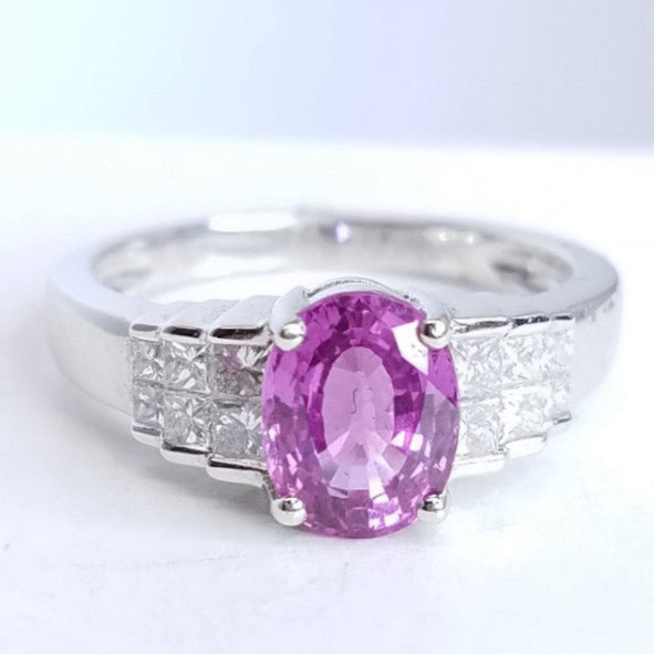 "LADRG01127" Pink Sapphire & Diamond Right Hand Ring