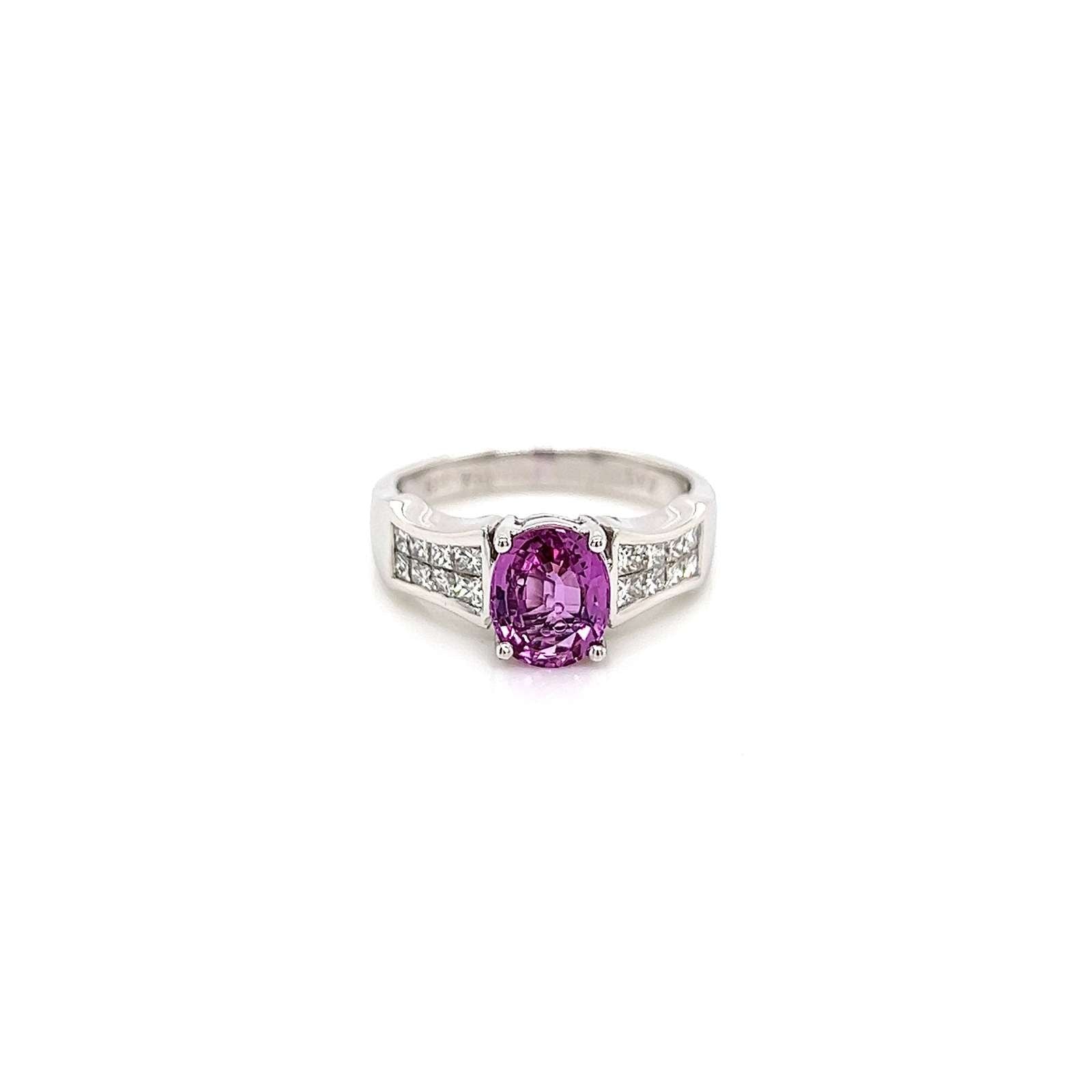 2.33 Total Carat Pink Sapphire Diamond Ladies Ring