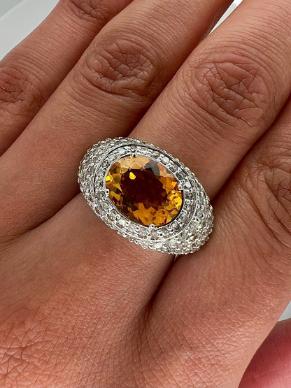 2.35Carat Yellow Topaz Ladies Diamond Ring
