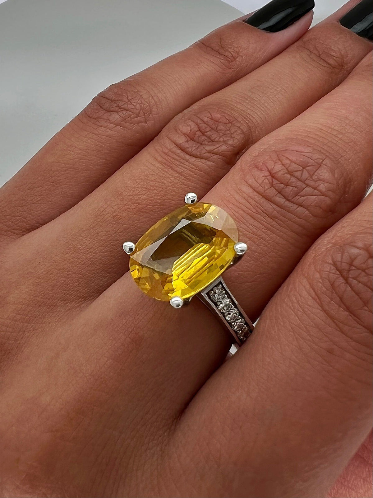 5.60Carat Rare Yellow Sapphire Ladies Diamond Ring