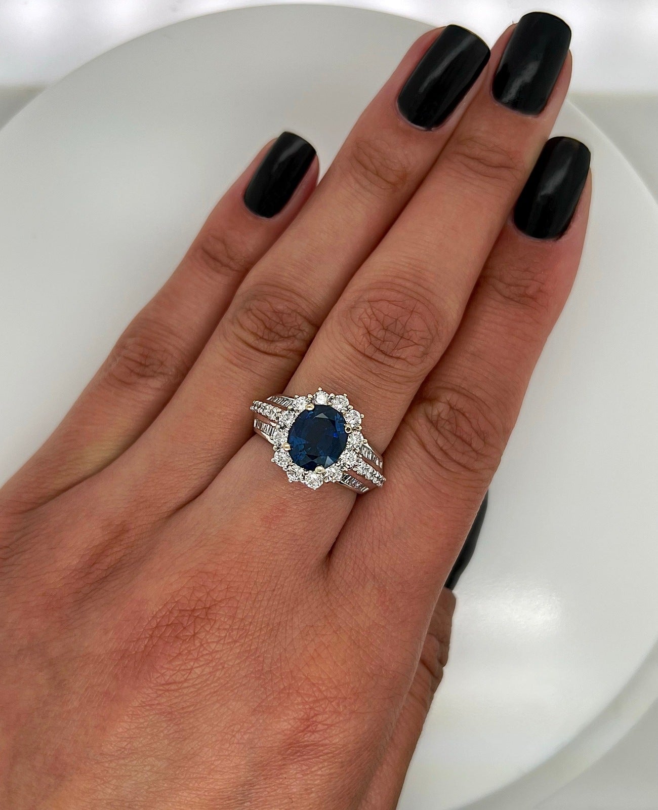 4.50 Total Carat Sapphire and Diamond Ladies Ring