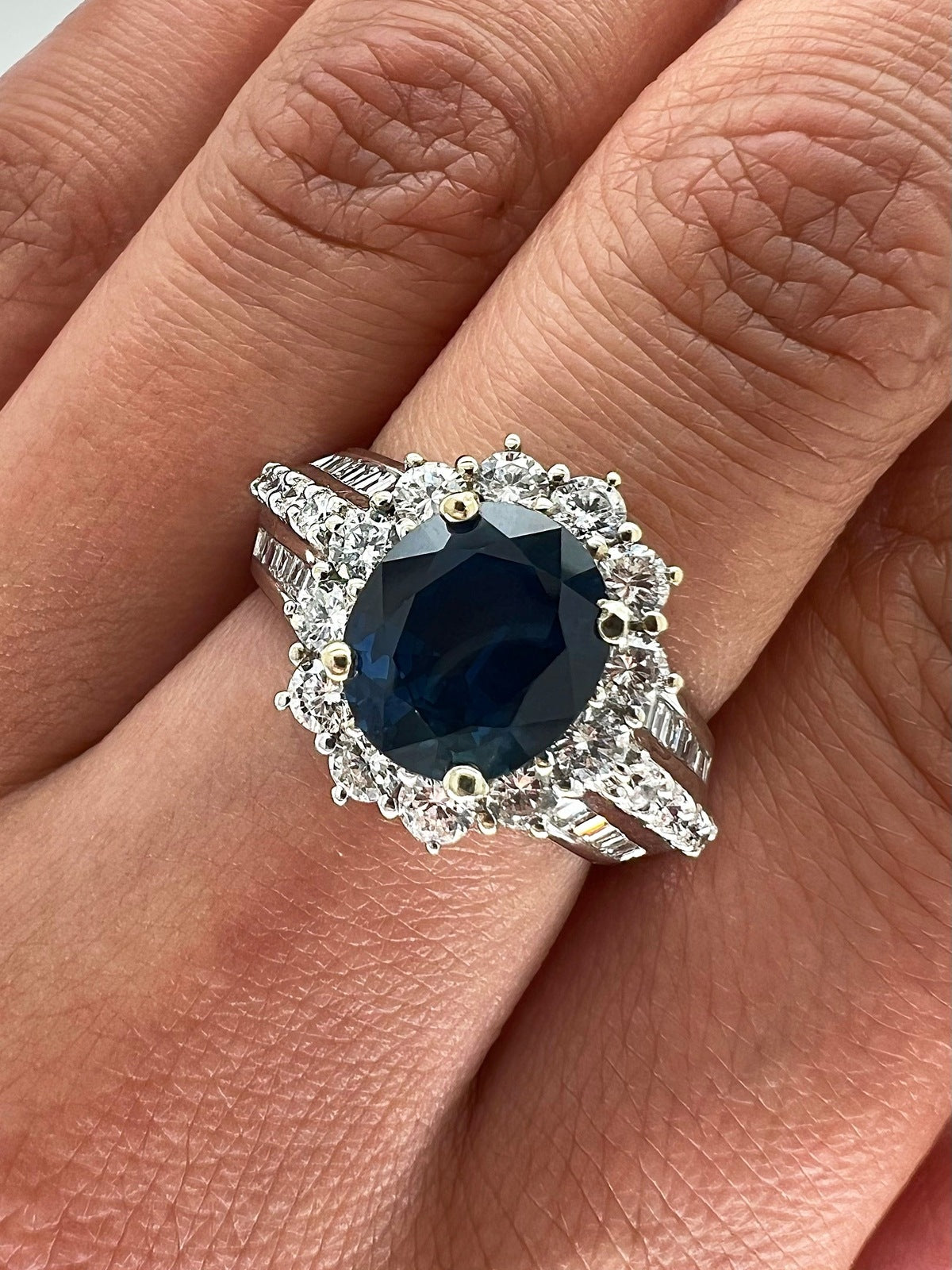 4.50 Total Carat Sapphire and Diamond Ladies Ring