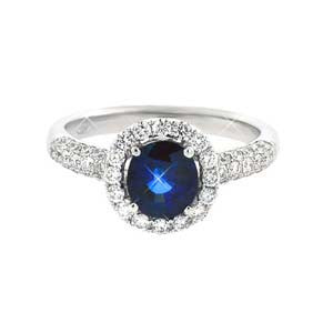 "LADRG01252" Halo Set Sapphire & Diamond Ring