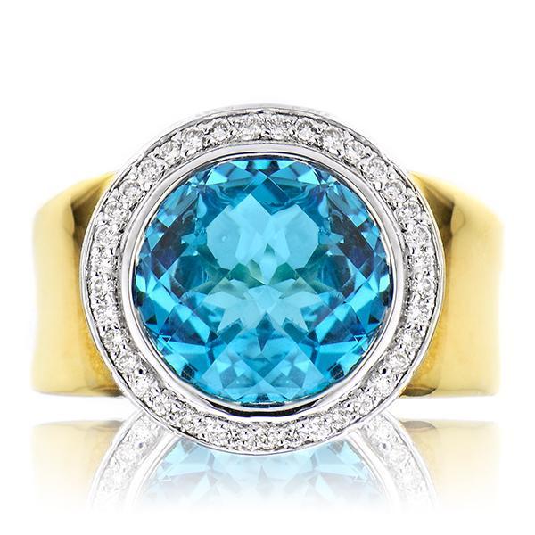 "LADRG01299" Cocktail Ring With Blue Topaz In Yellow Gold