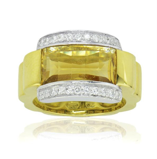 "LADRG01301" Two Toned Yellow Citrine Ladies Fashion Ring