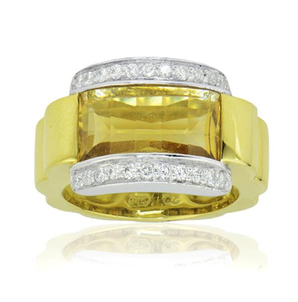 "LADRG01301" Two Toned Yellow Citrine Ladies Fashion Ring