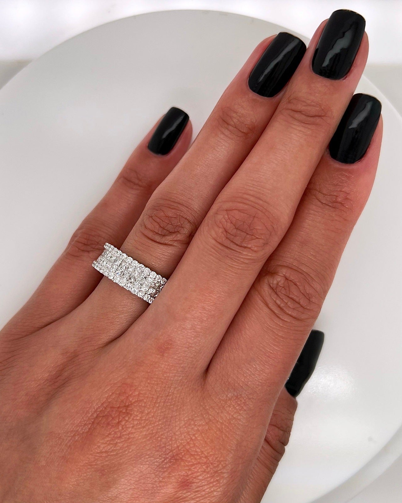 3.88 Total Carat Ladies Invisible and Prong-Set Diamond Band