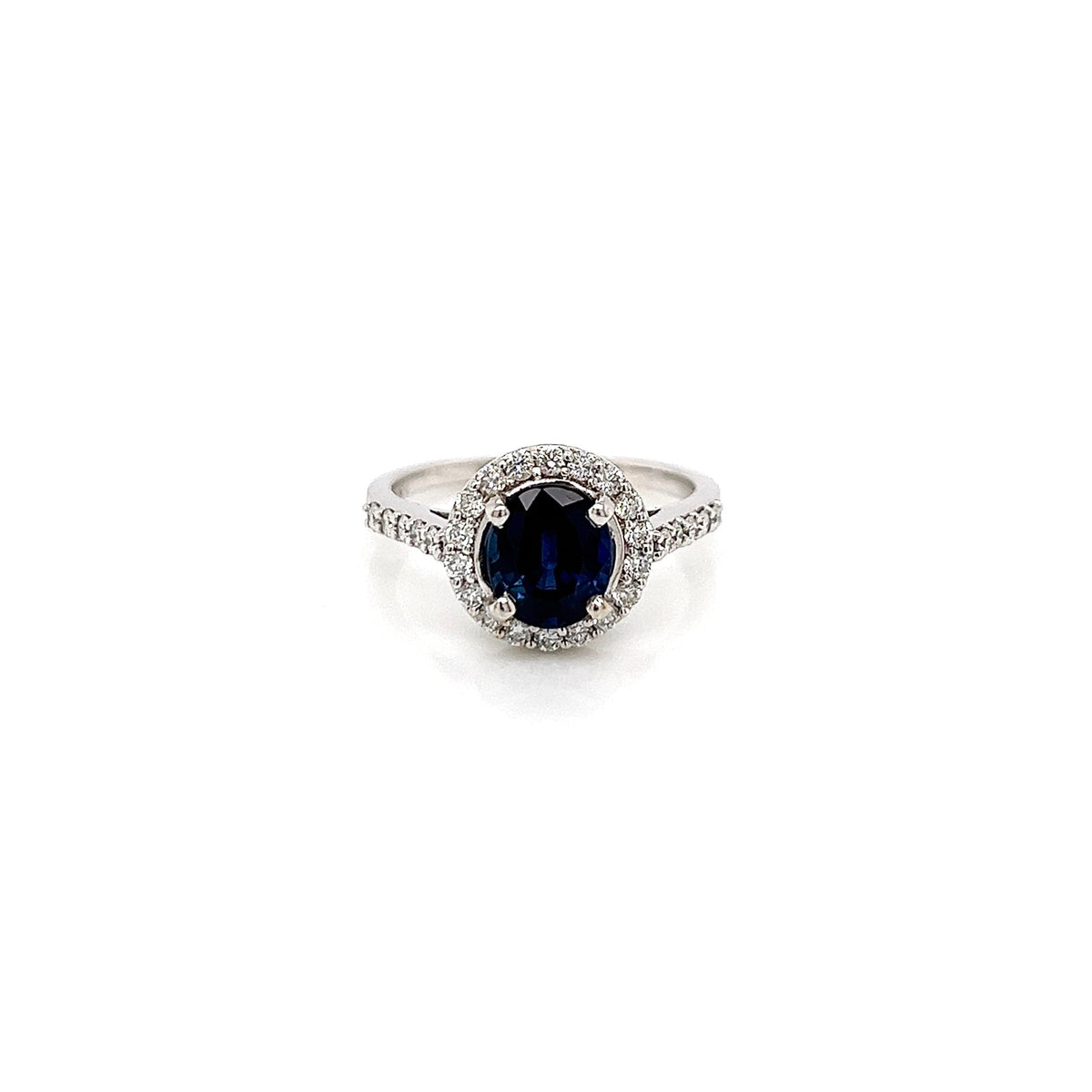 2.03 Total Carat Sapphire Diamond Halo Ladies Ring