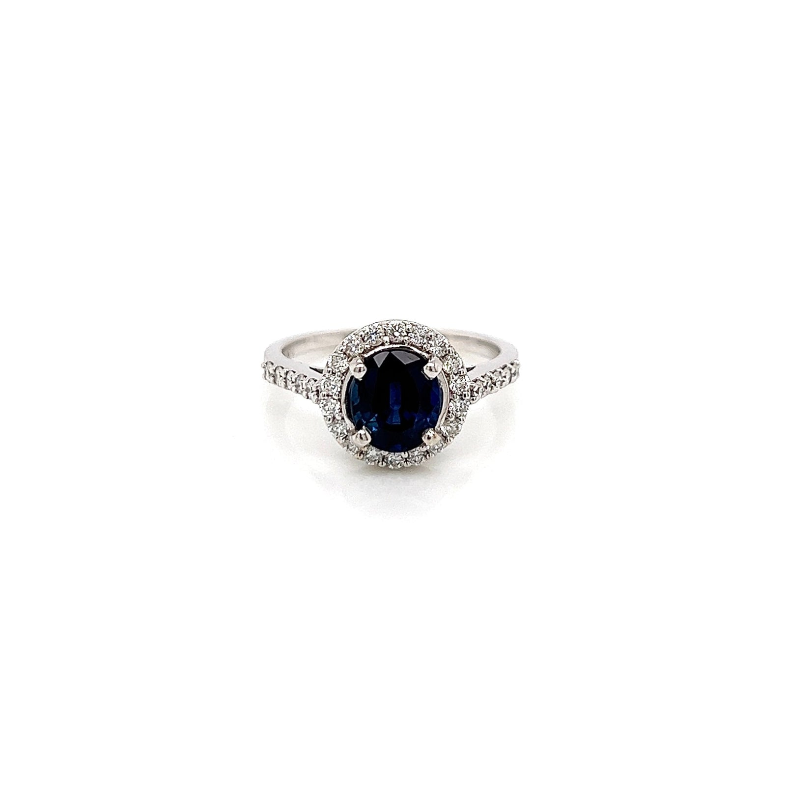2.03 Total Carat Sapphire Diamond Halo Ladies Ring