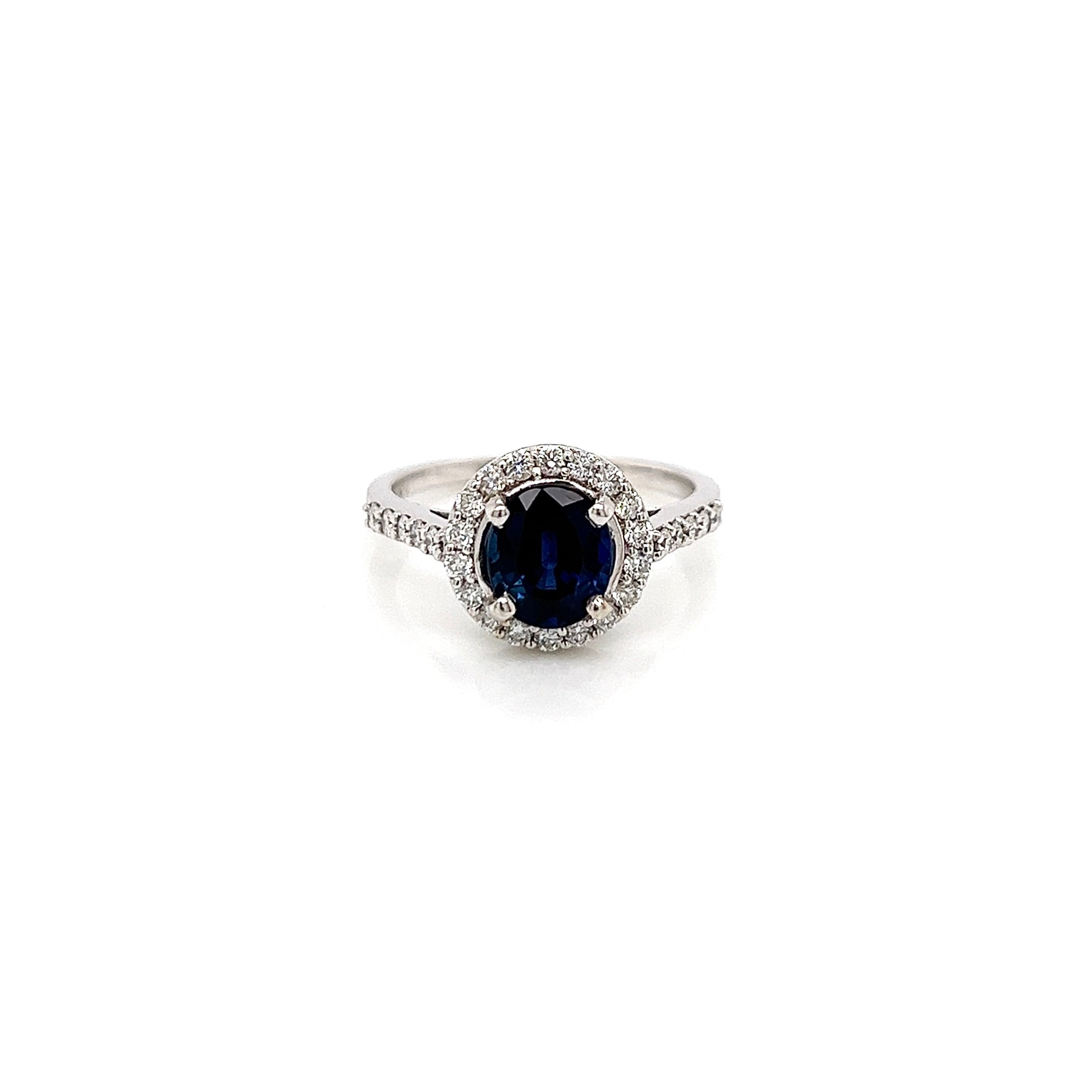 2.03 Total Carat Sapphire Diamond Halo Ladies Ring