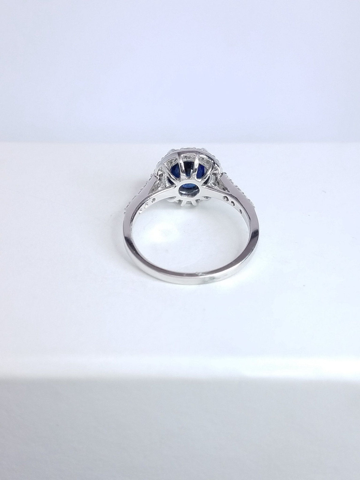 2.03 Total Carat Sapphire Diamond Halo Ladies Ring